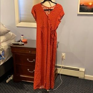 Red and white polka dot jumpsuit